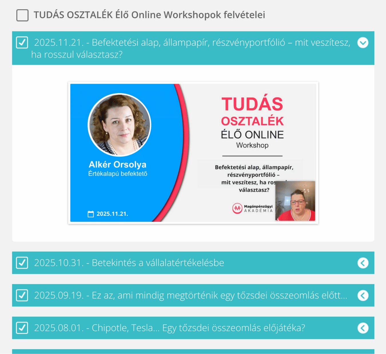 VT - Tudás Osztalék felvételek